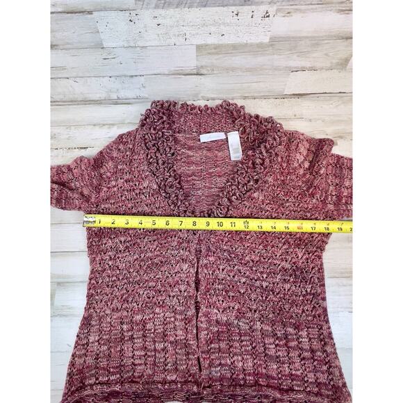 JH Collectibles Woman's Red Fringe Open Knit Cardigan With Loop Details Sz. Lg. - Picture 7 of 8